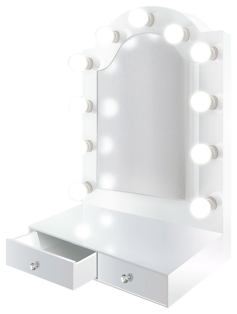 Led Lighted Hollywood Makeup Vanity Mirror Table Top Or Wall Mount Contemporary Makeup Mirrors By Krugg Reflections