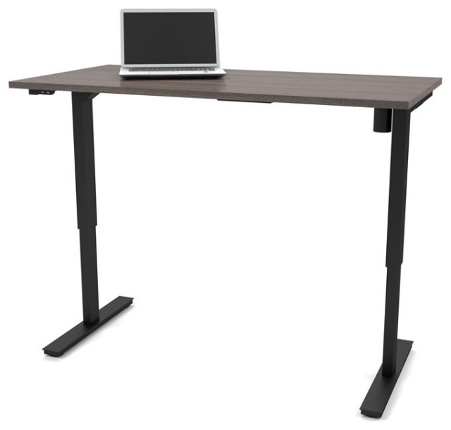 Bestar Electric Height Adjustable Work Table in Bark Gray Industrial