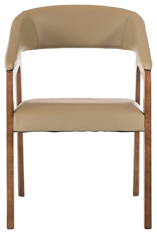 Limari Home Clive 17" MidCentury Faux Leather Dining Chair in Walnut