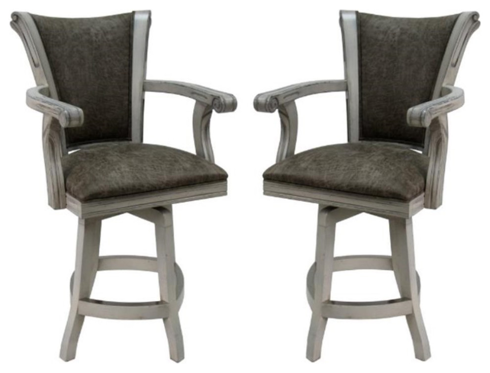 Home Square 26" Solid Wood Counter Stool in P-Poloma Gray - Set of 2
