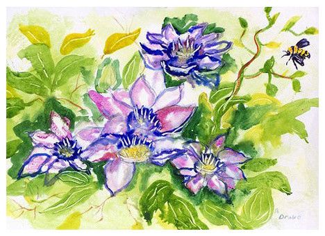 Betsy Drake Clematis 30 X 50 Inch Floral Comfort Floor Mat