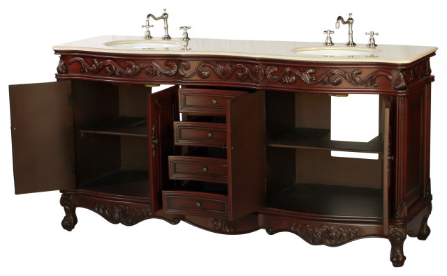 68" Antique Style Double Sink Bathroom Vanity Model 2917-68 BE ...