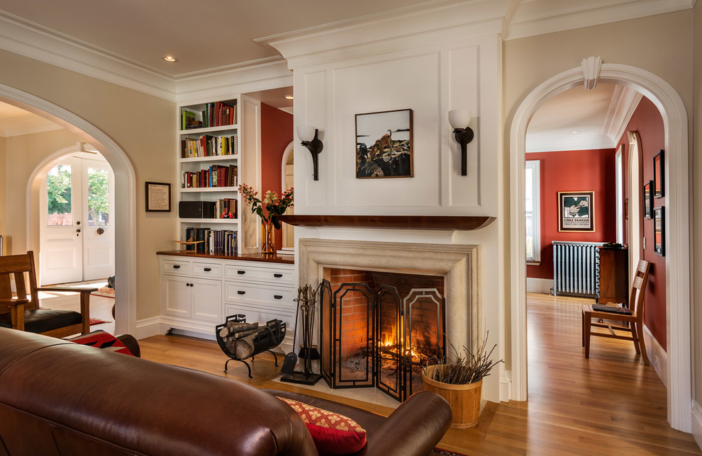 This is an example of a traditional living room in Boston.