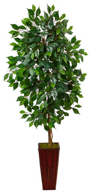 5' Ficus Artificial Tree, Bamboo Planter
