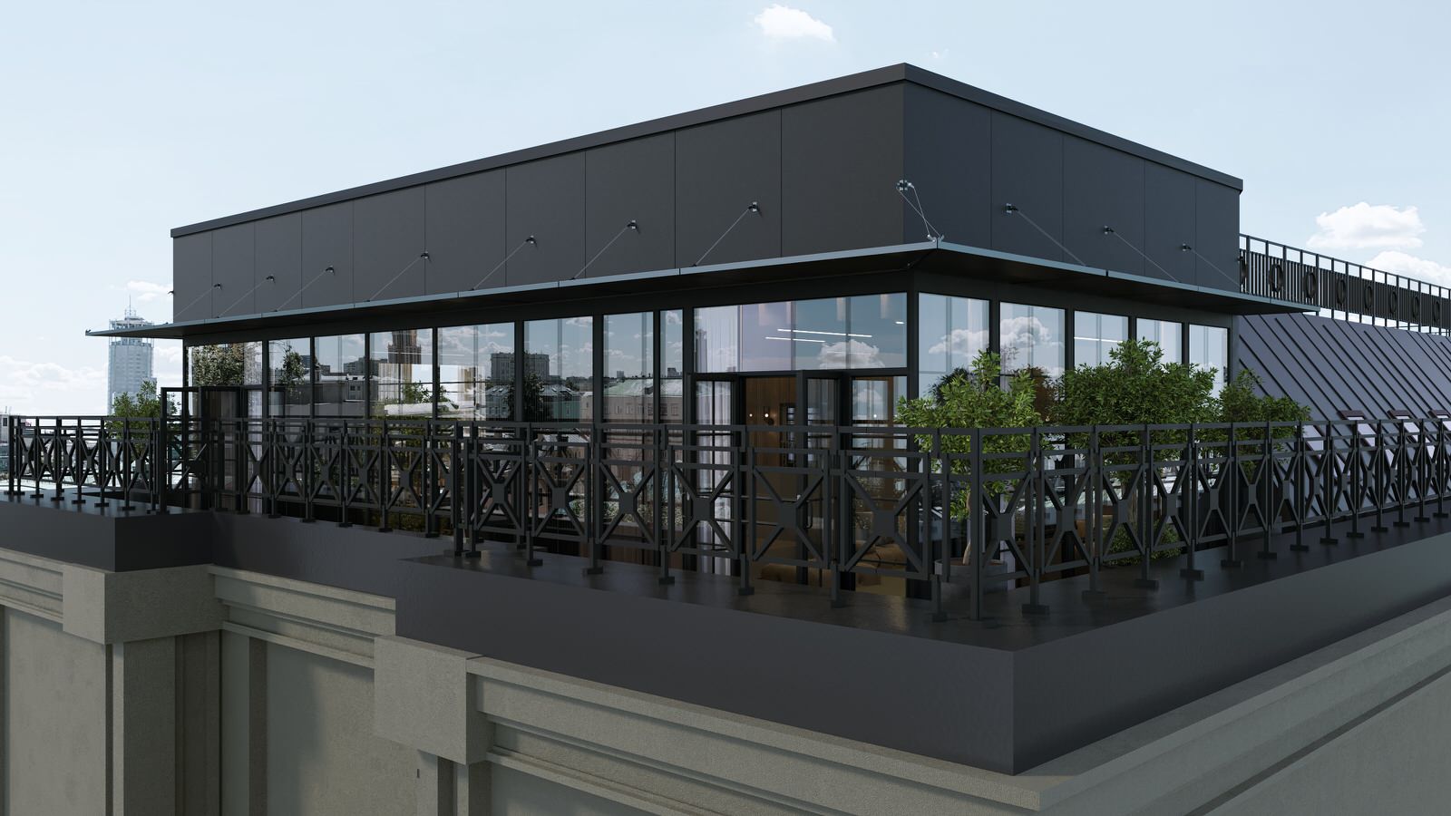 Беседка на крыше здания в Москве