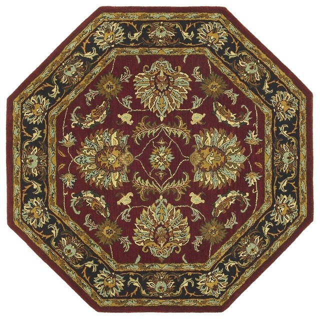 Batroun ba153 Burgundy, Black, Gold, Tan Area Rug, 8'x11' Traditional