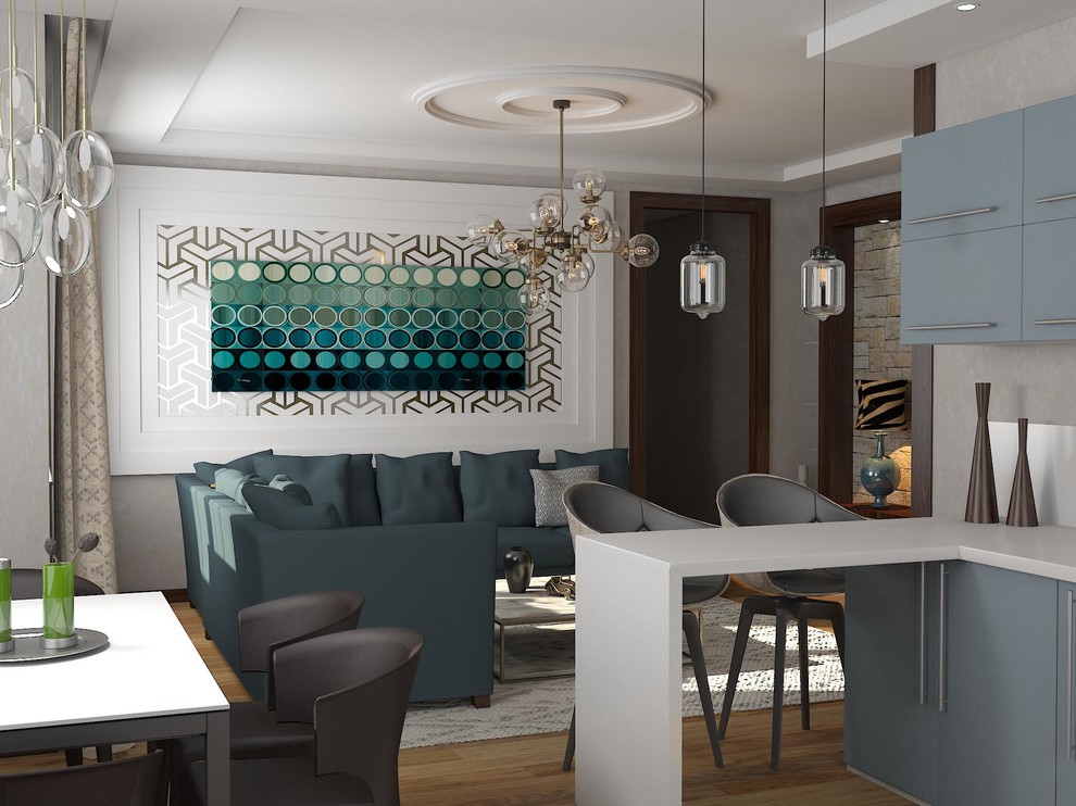 Студия с бирюзовым диваном