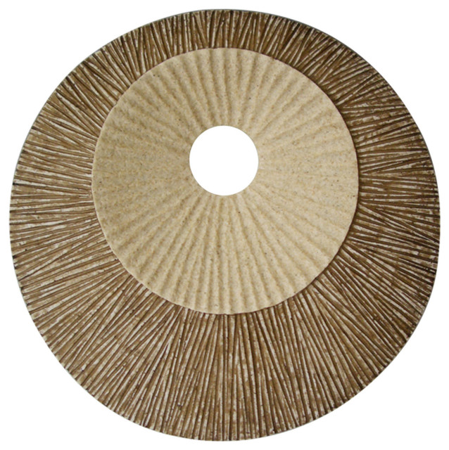 Round Double Layer Ribbed Wall Plaque 14"X2", Set Of 2 Transitional