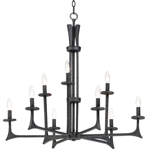Maxim 30306 Anvil 9 Light 34"W Taper Candle Chandelier - Natural Iron