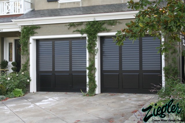 Traditional Wood Garage Doors - Louvered Style
