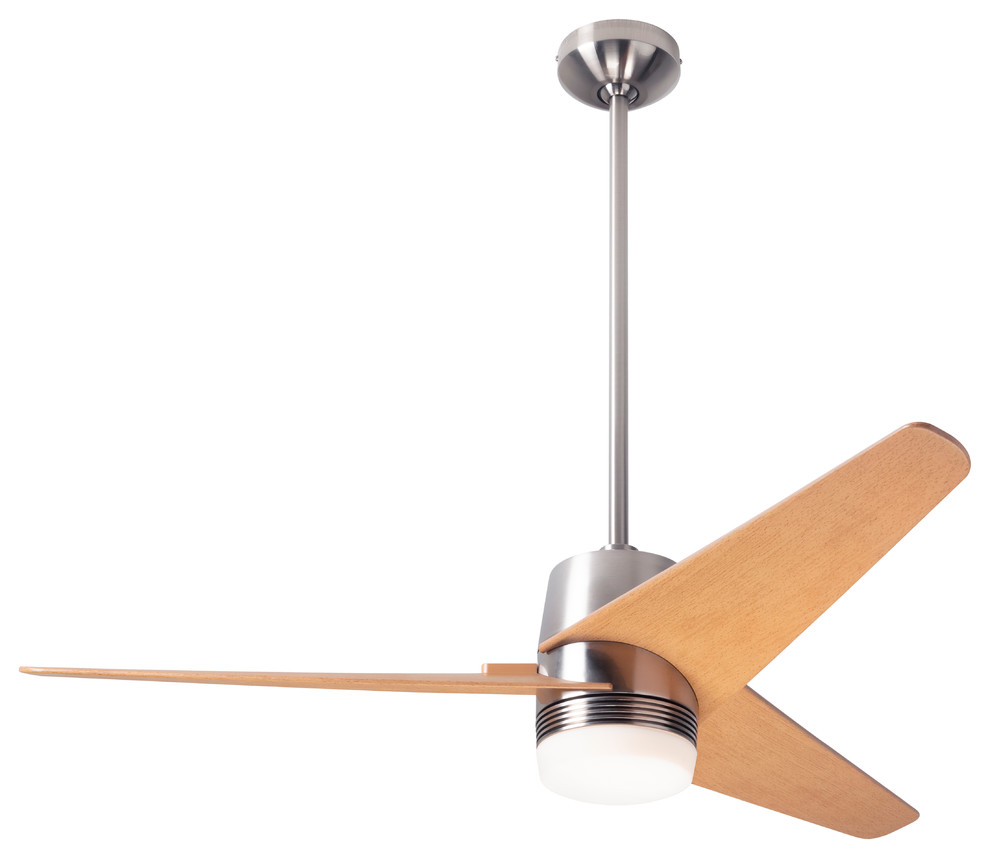 Velo DC Fan, Bright Nickel Finish, 48" Maple Blades, 17W LED