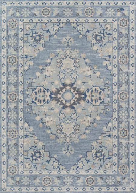 Momeni Anatolia Wool Blend Blue Area Rug 2' X 3'