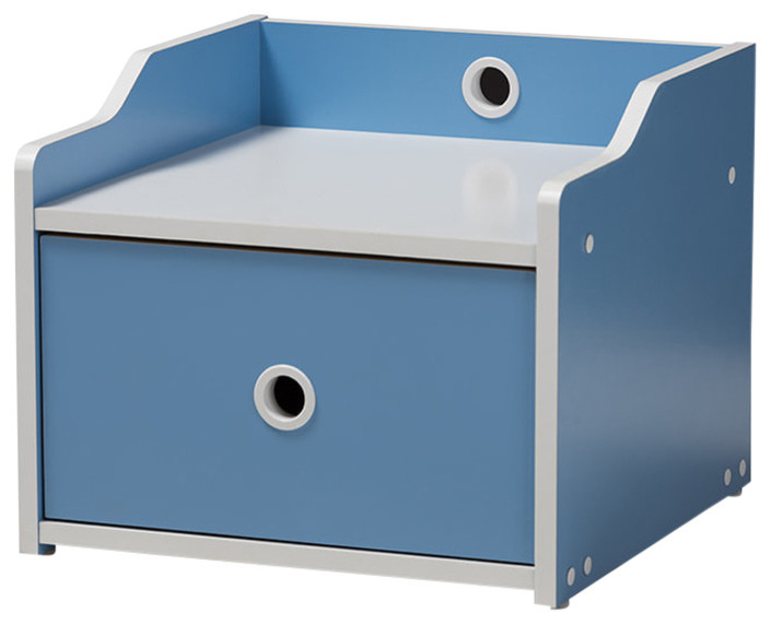 Aeluin Contemporary Children S Blue And White Nightstand Contemporary Kids Nightstands By Hedgeapple