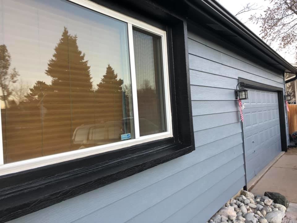 Blue Siding with Black Trim Denver by Paramount Siding & Windows