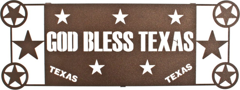 God Bless Texas 17-Inch Western Metal Wall Art Star
