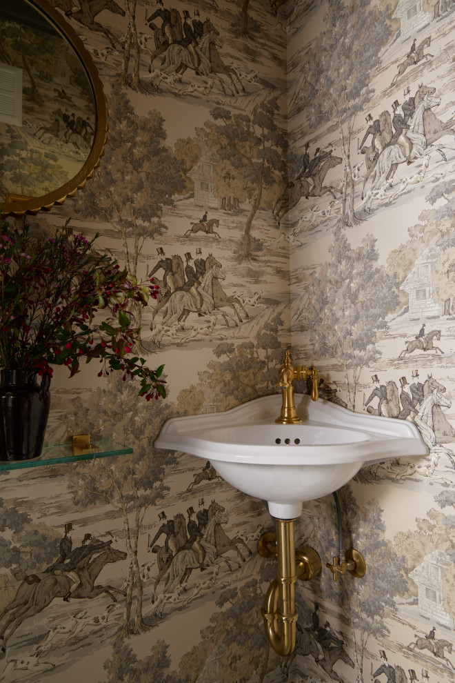 Elegant powder room photo in Chicago