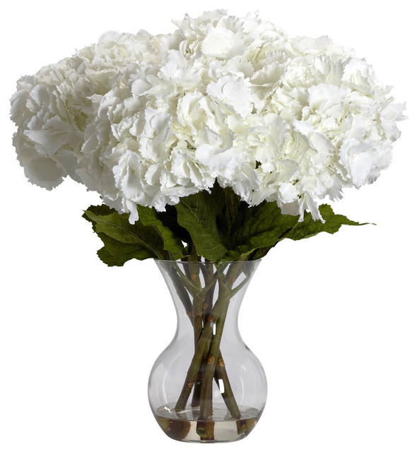 Large Hydrangea with Vase Silk Flower Arrangement