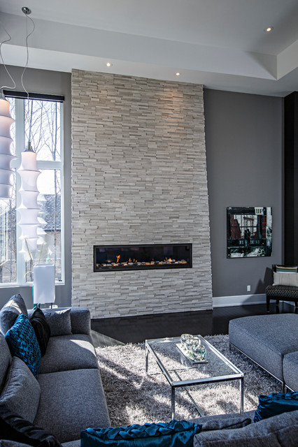 Contemporary living room in grey tones - Contemporary - Living Room
