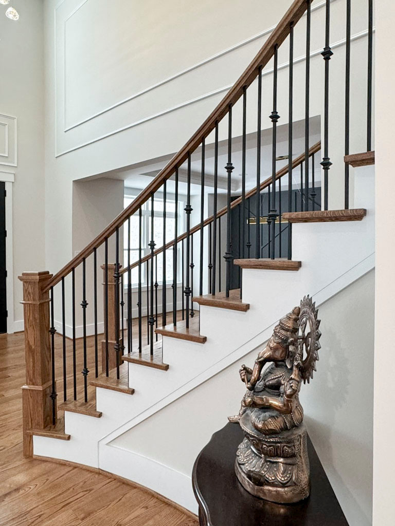 117_Distinct Oak Staircase with Iron Balusters & Oak Rail Profile, Chantilly VA