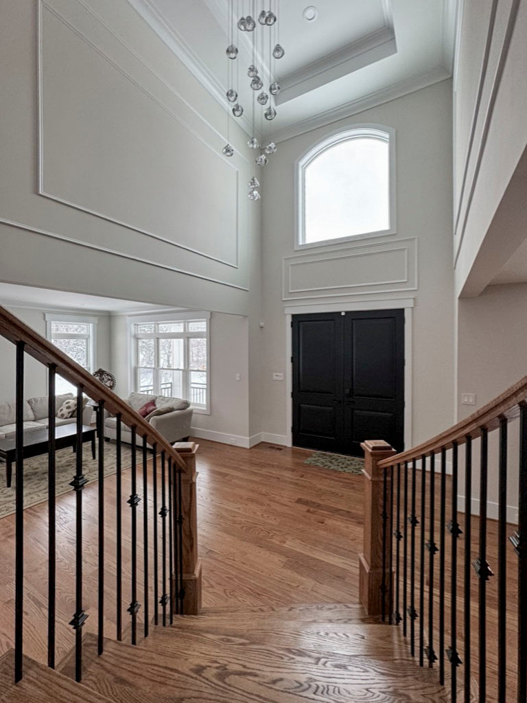117_Distinct Oak Staircase with Iron Balusters & Oak Rail Profile, Chantilly VA