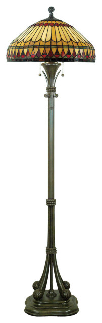 Roseto QZLMP9733 Tiffany 2 Light 60" Tall Floor Lamp - Brushed Bullion