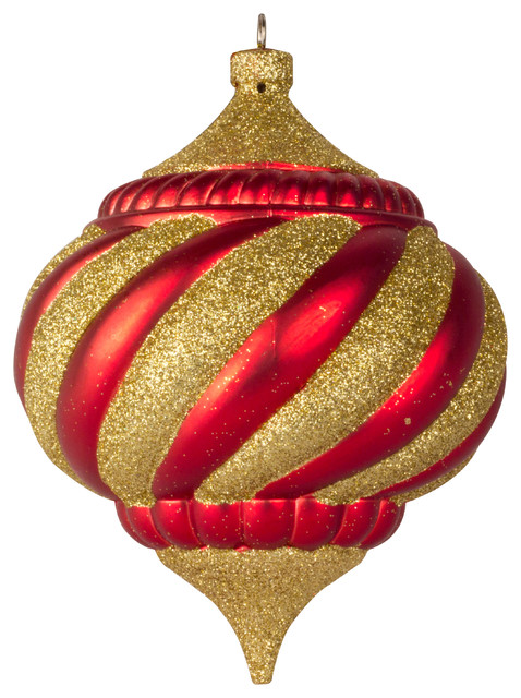 Details about   Red Gold Ball Finial Onion Large Glitter Ornament 5-7" Set 3 Christmas Winter 