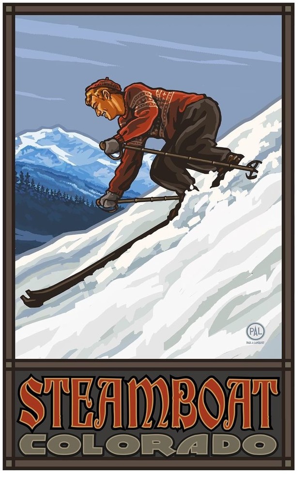 Paul A. Lanquist Steamboat Colorado Downhill Skier Man Art Print, 30"x45"