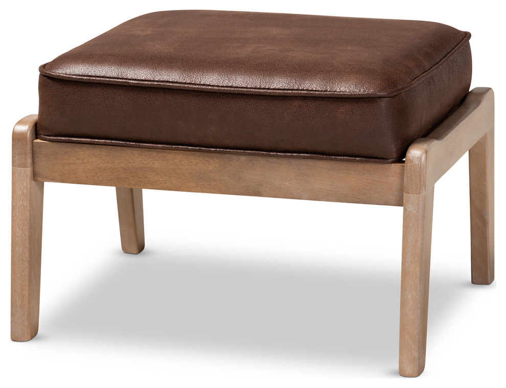 Upholstered Antique Oak Wood Ottoman, Sunpan Endall Square Leather Coffee Table Ottoman Antique Brass Camel
