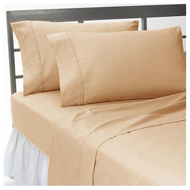 600TC 100% Egyptian Cotton Solid Taupe Twin Size Sheet Set