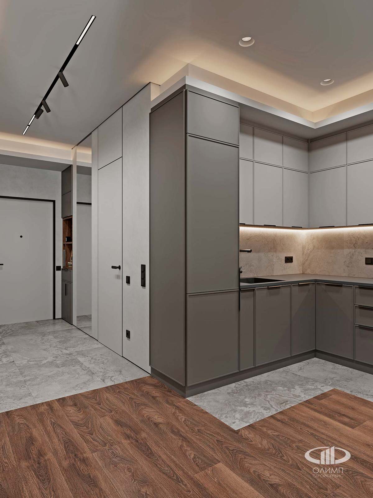 ЖК Крылья: Дизайн интерьера квартиры 50 кв.м. в современном стиле