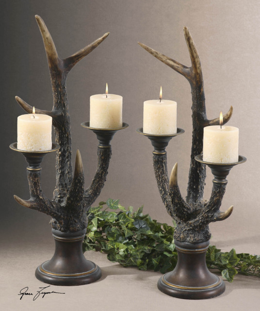 Uttermost Stag Horn Candleholders, Set of 2