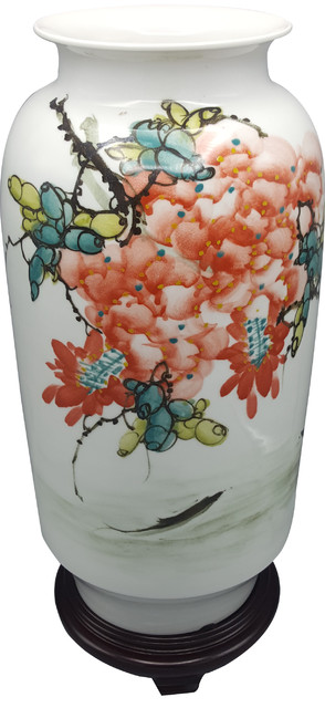 Chinese Porcelain Modern Vase Hand painted Wysteria