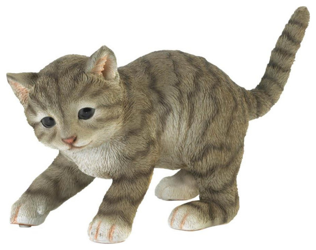 Cute Playing Cat Figurine Contemporary Garden Statues And Yard Art
