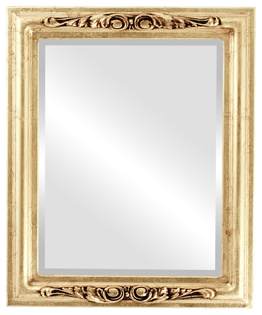 Florence Framed Rectangle Mirror in Gold Leaf, 25"x31"
