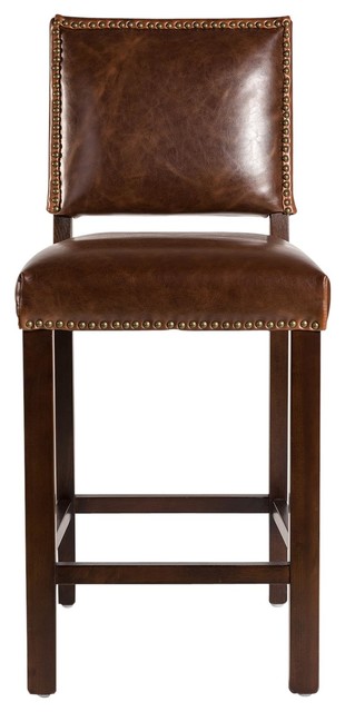 New Brown Leather Counter Stool Retro Aged