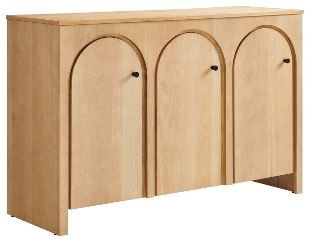 Appia 3-Door Arched Door Sideboard Storage Cabinet - Oak - Transitional - Buffets And Sideboards ...