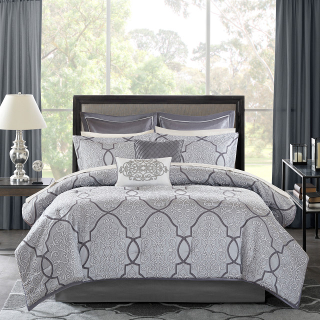Madison Park Lavine 12 Piece Complete Bed Set Mediterranean Comforters And Comforter Sets