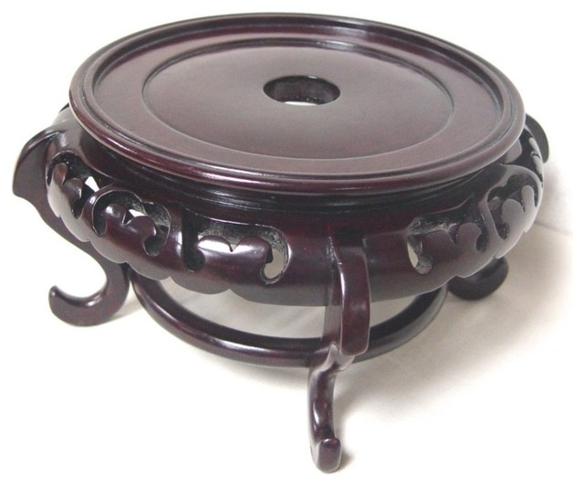 Mahogany Finish Chinese Porcelain Bowl Stand Asian Planter Mahogany Finish Chinese Porcelain Bowl Stand