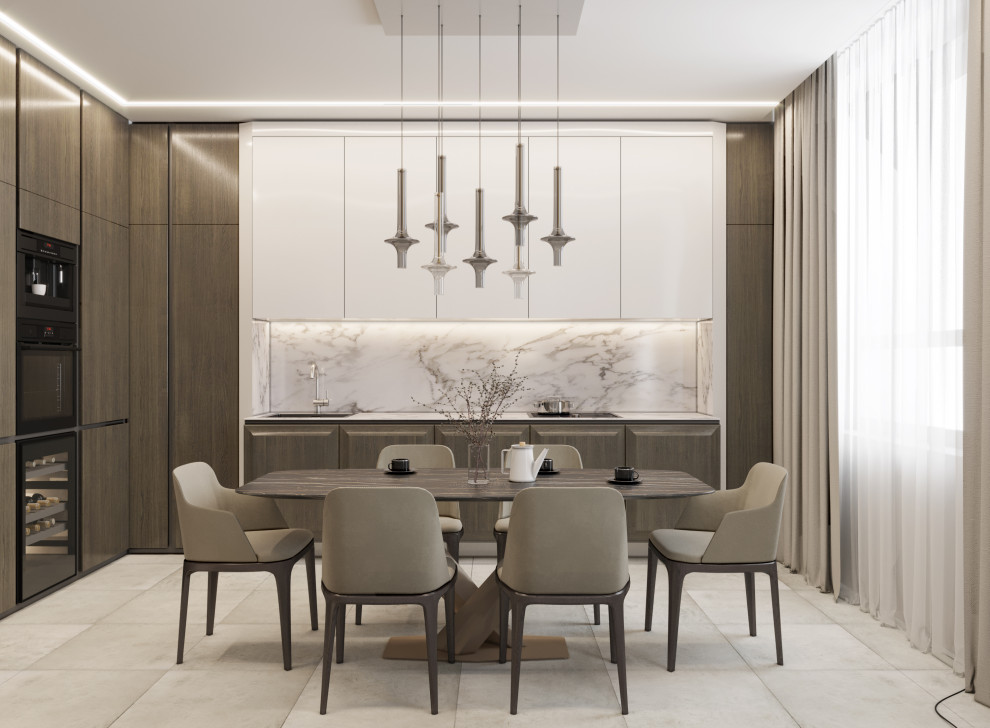 Кухня-гостиная в современном стиле. Визуализация.