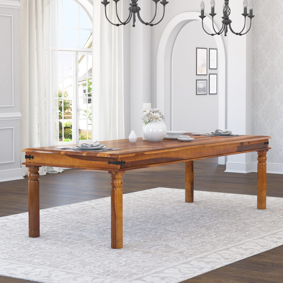 San Francisco Large Rustic Solid Wood Dining Table Transitional Style ...
