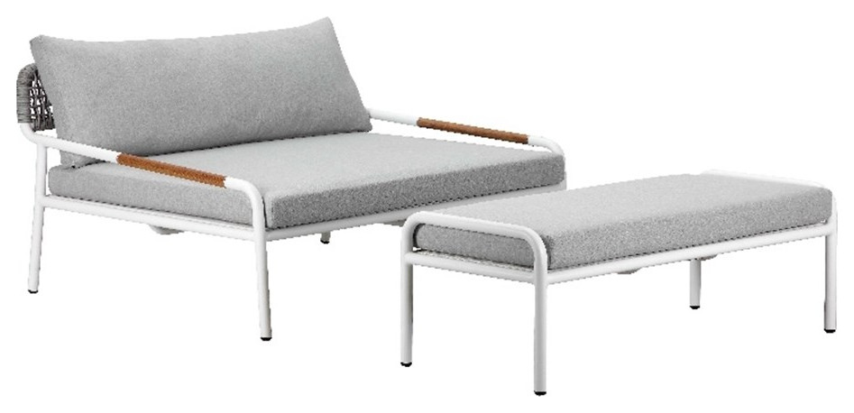 Pangea Home Dean 2-Piece Modern Aluminum Daybed and Ottoman in Gray
