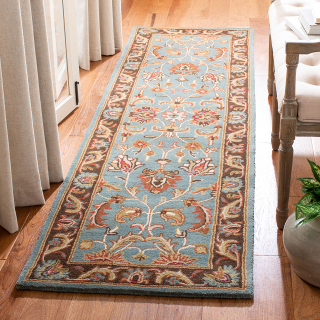 Safavieh Heritage Collection HG812 Rug, Blue/Brown, 2'3" X 20'