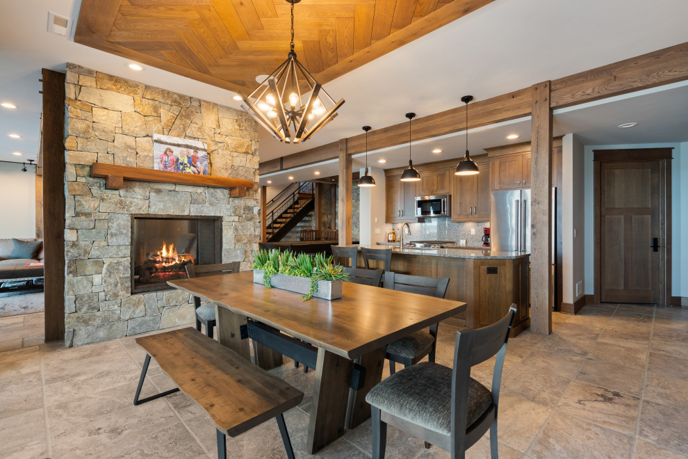 Inspiration for a rustic dining room remodel in Milwaukee