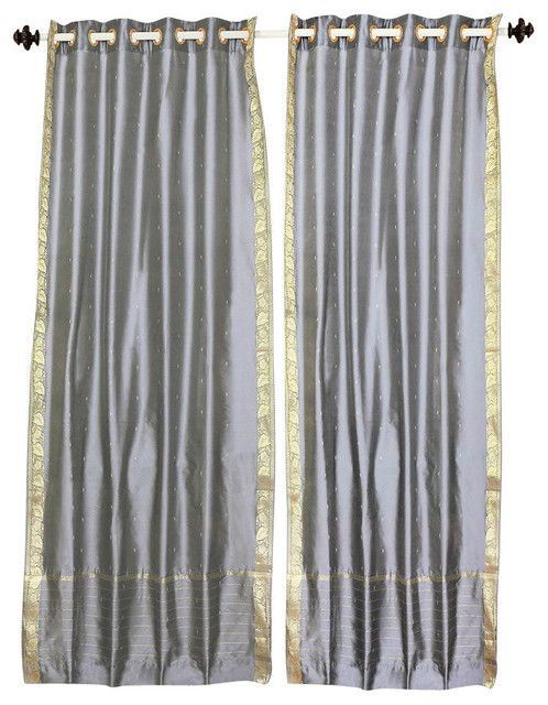Gray Ring Top Sheer Sari Curtain Drape And Panel Piece Gray Ring Top Sheer Sari Cafe Curtain Drape And Panel 43x24 Piece