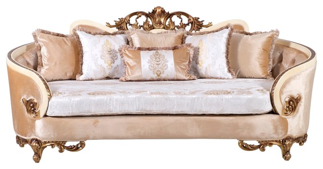 Rosabella Luxury Victorian Sofa, White Leather Victorian Sofa