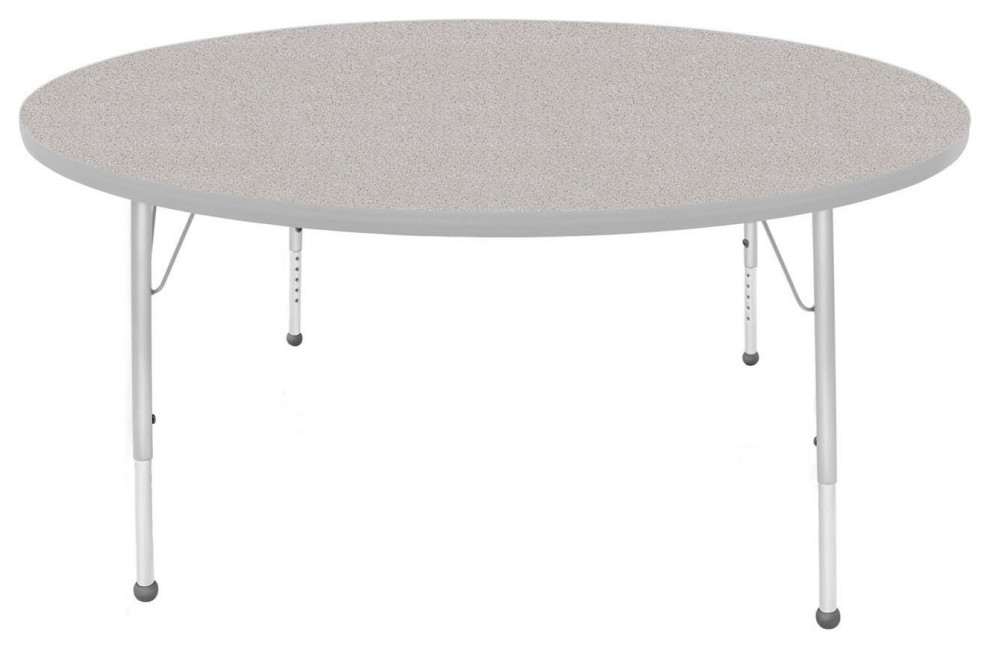 Standard Leg Height: 21-30 Creative Colors 60 x 66 Horseshoe Activity Table with Gray Nebula Top Self-Leveling Nickel Glide Bright Blue Edge 