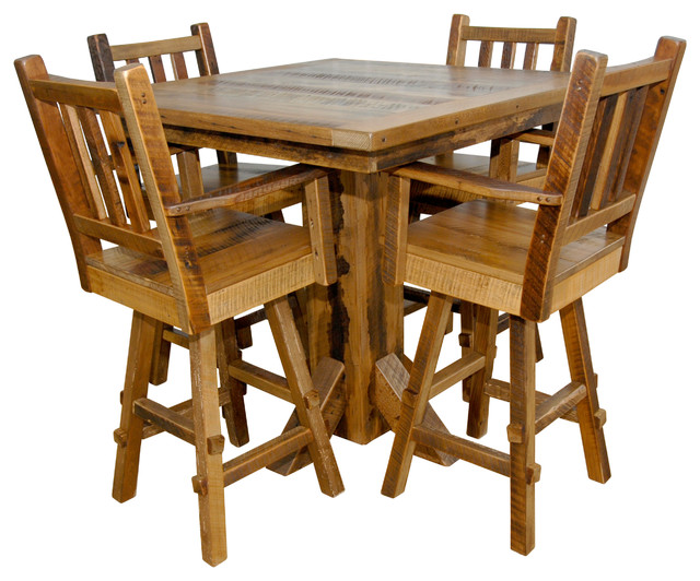 Reclaimed Barn Wood Bar Height Pub Table With 4 Stools Rustic Reclaimed Barn Wood Bar Height Pub Table With 4 Stools Rustic Indoor And Bistro Sets By Furniture Usa