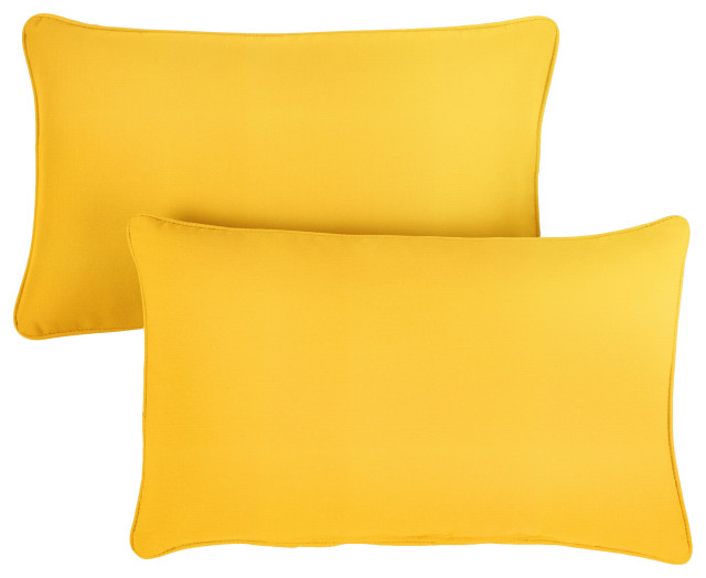 Sunbrella Indoor/Outdoor Sunflower Yellow Outdoor Pillow Set, 16x26
