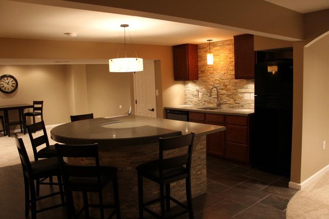 Grey And Charcoal Multi Level Concrete Countertops Traditional