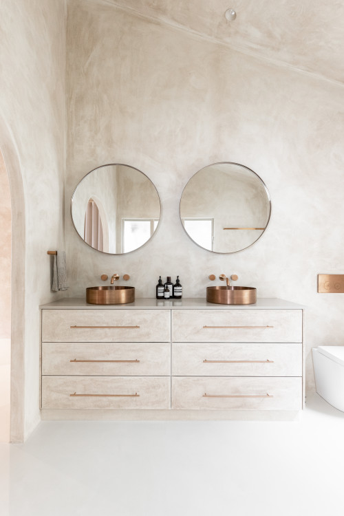 Beige Spanish Style Bathroom Idea with an Organic Feel
